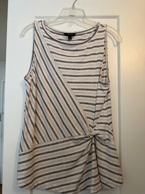 Banana Republic Striped Sleeveless Knit Top - Black & Cream
